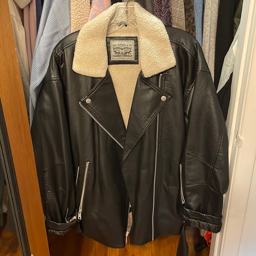 Levi leather fur coat